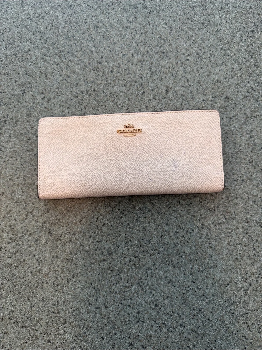 Coach Pale white Leather Continental Wallet with Gold Logo